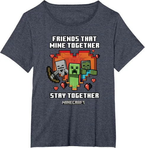 Vista 33 de Minecraft Camiseta de San Valentín Friends That Mine Together Mobs, Negro