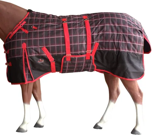 Vista 34 de HILASON Manta de Caballo de Poly Impermeable de Invierno 1200D con Envolvente de Vientre Mantas de Exterior para Caballos Vino