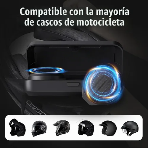 Vista 7 de Auriculares Bluetooth para motocicleta con estuche de carga, altavoz Bluetooth para casco con micrófonos y control remoto, batería de 1900 mAh, 50