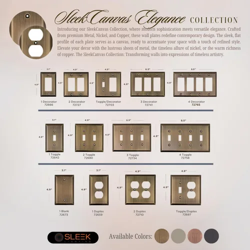 Vista 3 de Placas de pared decorativas clásicas de latón antiguo Enchufe eléctrico y cubiertas de interruptor Estilo: 1 Gang Decorator (paquete de 4)