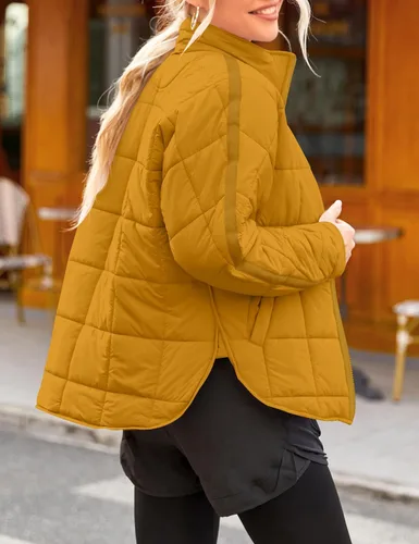 Vista 3 de LEANI Women's Oversized Lightweight Puffer Jackets Long Sleeve Zipper Short Down Coat with Pockets