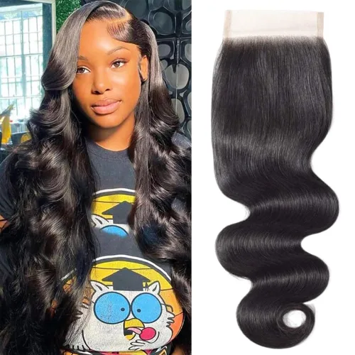 Vista 11 de QTHAIR Extensiones de cabello humano brasileño ondulado de grado 18A #613 con cierre de encaje HD 4x4