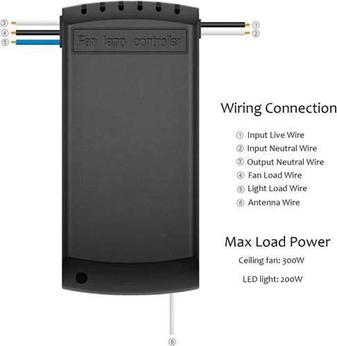 Vista 5 de Interruptor de ventilador WiFi inteligente, ventilador de techo y kit de control remoto de luz, controlador WiFi compatible con Alexa Google