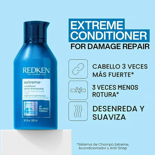 Vista 3 de Redken Extreme - Acondicionador para cabello dañado - Fortalece y protege el cabello dañado, infundido con proteínas
