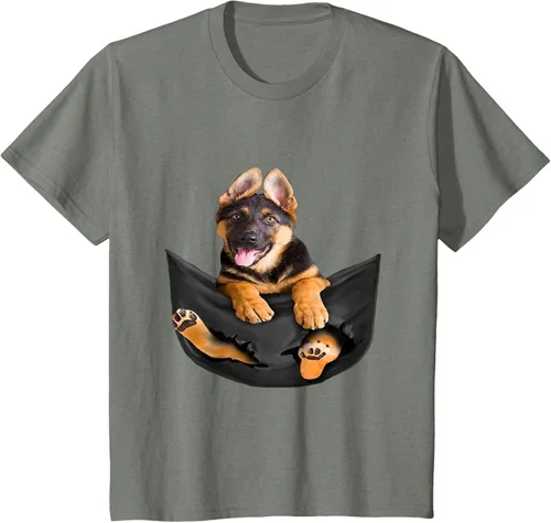 Vista 106 de Dog Lovers Gifts - Camiseta divertida con cara de perro con bolsillo, Negro, S