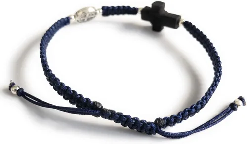 Vista 4 de Pulsera de protección de San Benito con cruz de Azabache real empoderada espiritual para hombre