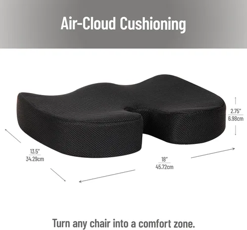 Vista 3 de Mind Reader Cojín de asiento de espuma viscoelástica con tecnología Air-Cloud, ciática, alivio del dolor de coxis y cadera, oficina, espuma