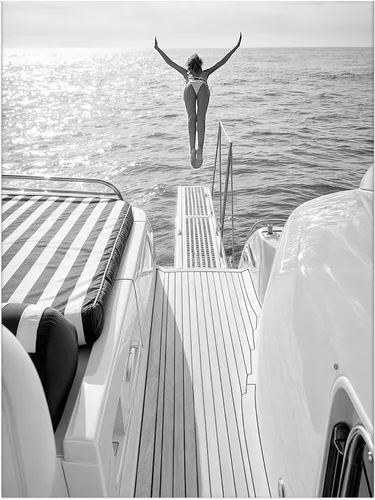 Vista 19 de Impresión de fotografía de yate de lujo, decoración artística de pared de barco y lancha rápida para navegar en verano, póster de oficina de club