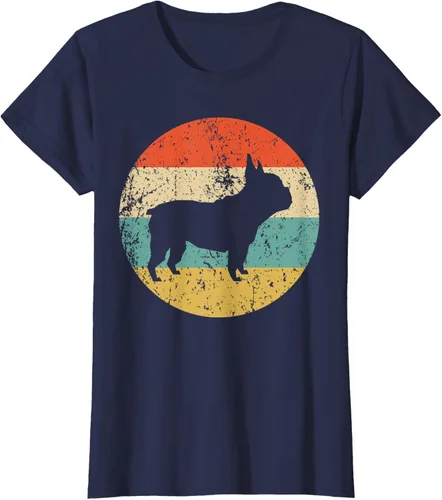Vista 40 de Camiseta de perro retro de Bulldog Francés Negro