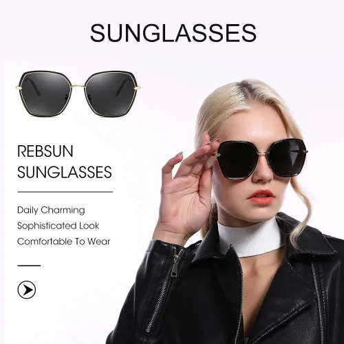 Vista 2 de Gafas de sol polarizadas de gran tamaño para mujer lentes de sol grandes con marco grande protección UV
