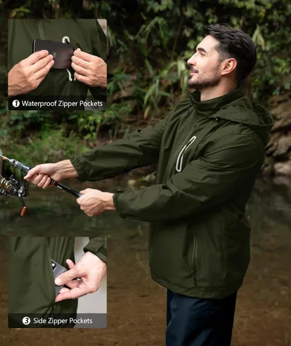 Vista 3 de Traje de lluvia de golf impermeable para hombre, equipo de lluvia, chaqueta y pantalón para exteriores, ligero, impermeable con capucha Pantalones