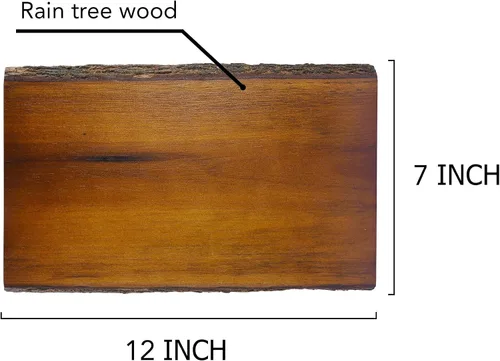 Vista 4 de AeraVida Tabla de cortar de madera de árbol de lluvia marrón sellada hecha a mano Tabla de cortar de madera Tabla de corteza de árbol de madera