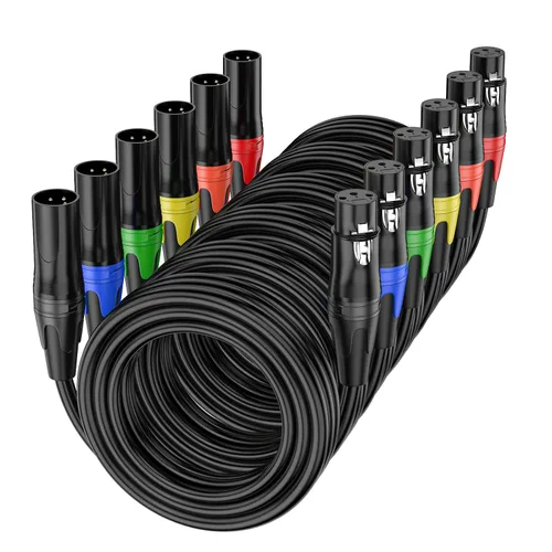Vista 13 de Paquete de 2 cables XLR macho a hembra de 10 pies, cable de micrófono profesional equilibrado, cobre puro y blindaje dual, compatible