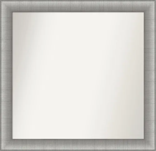 Vista 308 de Amanti Art Espejo de baño plateado para sobre el fregadero, 28 x 37 pulgadas, elegante espejo rectangular de peltre cepillado, marco de madera