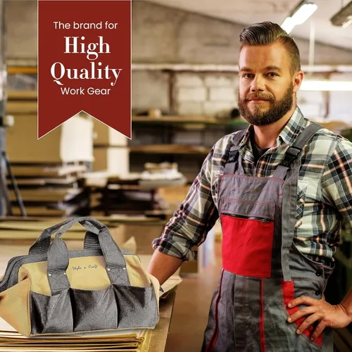 Vista 7 de Style n Craft Bolsa de herramientas de boca ancha de 12 pulgadas de 23 bolsillos, bolsa de almacenamiento de herramientas de poliéster 600D