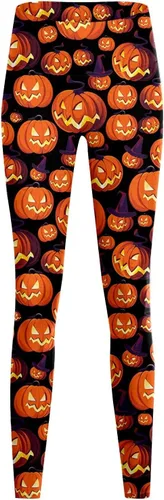 Vista 2 de Leggings de Halloween para mujer, talla grande, pantalones de yoga suaves con estampado gráfico, mallas elásticas para entrenamiento, disfraces