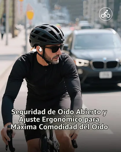 Vista 2 de Auriculares de conducción ósea, auriculares de oreja abierta con micrófono, auriculares inalámbricos Bluetooth para correr, auriculares impermeables