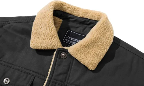 Vista 3 de CRYSULLY Chaqueta tipo cargo de invierno para hombre, con cuello de piel, forro polar, abrigo militar de algodón cálido