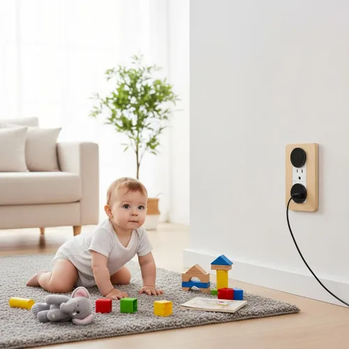 Vista 2 de Garosa Cubierta de salida 3 agujeros ABS Socket Proofing a prueba de niños Protector eléctrico Cubierta de enchufe más segura para bebés Niños