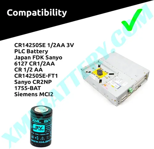 Vista 3 de (5 unidades) 1/2 AA CR14250SET y Siemens MCI2 Celda de litio láser para batería FDK 3V 850mAh CR14250SE Sanyo 1755-BAT CR1/2AA CR14250 CR14250SE