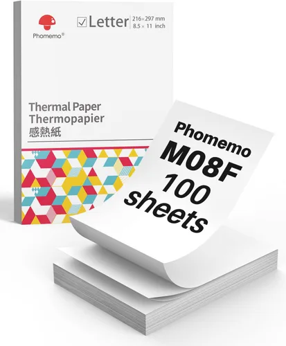 Vista 9 de Phomemo - Papel para impresora térmica de letras estadounidenses, papel térmico continuo Phomemo M08F, compatible con M08F-Letter, M08D, TATTMUSE