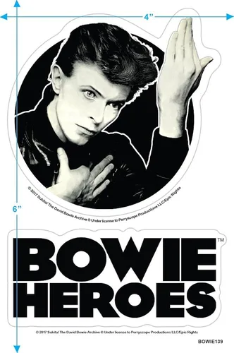 Vista 3 de David Bowie Heroes Rock Album T Shirt & Stickers