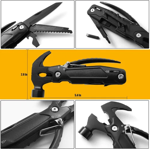 Vista 3 de martillo multiherramienta 14 en 1 multiherramienta para hombres camping multiherramientas al aire libre llave martillo alicates 5.4 "EDC