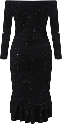 Vista 5 de Sparkly Dresses for Women Casual Sexy One-Line Neck Ruffle Slit Sequin Dress PartyDresses for Women 2023