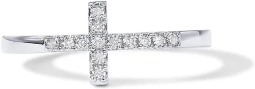 Vista 3 de PAVOI Anillo de cruz chapado en oro de 14 quilates Anillo de compromiso de eternidad para ella Anillo de boda infinito