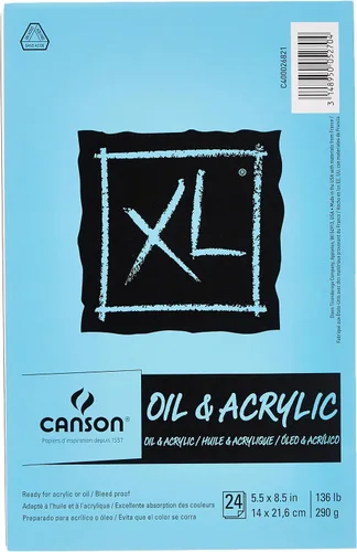 Vista 2 de Canson Serie XL Papel para Óleo y Acrílico, Bloc Plegable, 5.5x8.5 pulgadas, 24 Hojas (136lb/290g) - Papel de Artista para Adultos y Estudiantes