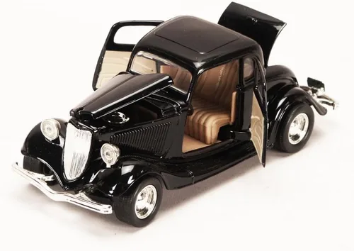 Vista 2 de 1934 Ford Coupe, Negro - Motormax 73217 - Coche de juguete a escala 1/24 fundido a troquel