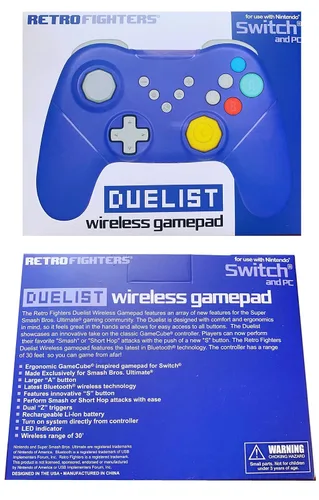 Vista 5 de Retro Fighters Duelist Wireless Controller For Use With Nintendo Switch And PC Wireless Gamepad Blue Switch Controller