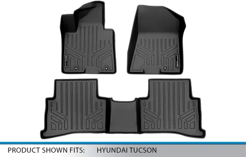Vista 5 de SMARTLINER Juego de alfombrillas de 2 filas para todo tipo de clima, compatibles con Hyundai Tucson 2019-2021