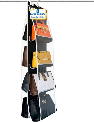 Vista 10 de Organizador de bolso, nuevo mejorado más grande, organizador de bolso para armario, ganchos resistentes, almacenamiento de bolso, material duradero