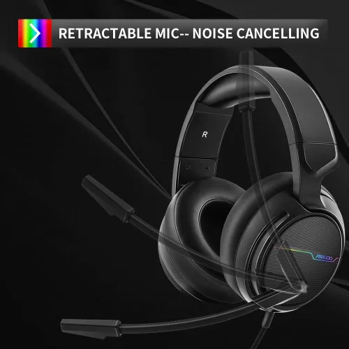 Vista 4 de Jeecoo Auriculares USB Pro Gaming para PC 71 de sonido envolvente con micrófono con cancelación de ruido almohadillas de espuma de memoria luces