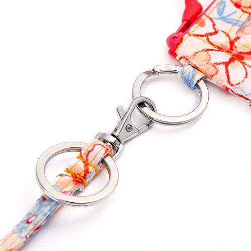 Vista 6 de Combo de funda de identificación con cremallera de algodón para mujer y cordón (varios equipos disponibles), llavero, cartera con cordón de moda (4#)