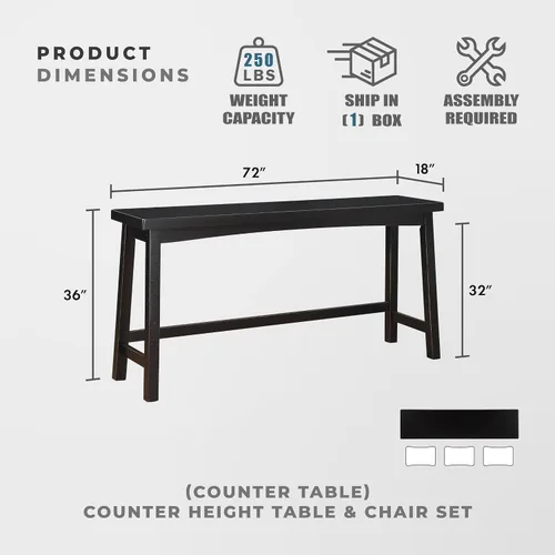 Vista 3 de Juego de mesa de bar Lexicon para 3, juego de mesa pequeña de cocina, mesa de isla de cocina con 3 taburetes de bar de silla de montar, juego