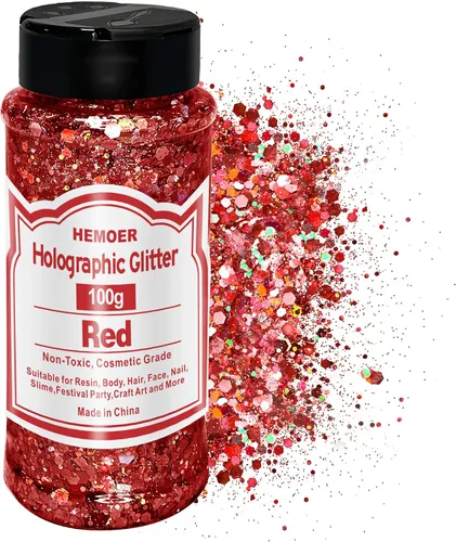 Vista 11 de HEMOER Purpurina Gruesa Holográfica, 12 Colores de Lentejuelas Brillantes, Conjunto de Purpurina de Poliéster Exclusivo Mixto para Resina Epoxi