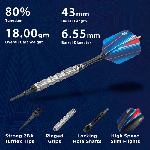 Vista 3 de Viper Sidewinder 80% tungsteno Dardos de punta suave, 18 gramos