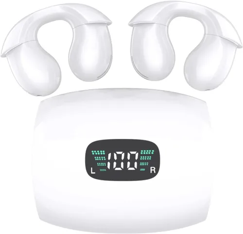 Vista 8 de Auriculares inalámbricos con clip de oreja abierta, Bluetooth 5.3, auriculares deportivos con micrófono integrado, auriculares estéreo de alta