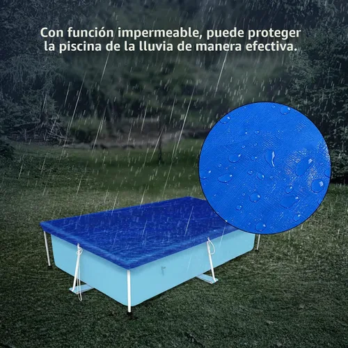 Vista 3 de Vanexiss - Cubierta para piscina, marco de 120 x 80 pulgadas, cubierta de piscina con cuerdas, rectangular, resistente a los rayos UV, cubierta