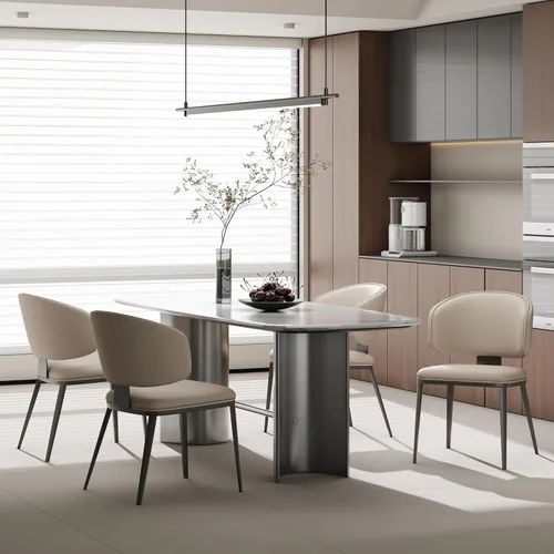 Vista 5 de Juego de 2 sillas de comedor modernas con respaldo alto, cómodas, sillas tapizadas a la moda para sala de cocina, silla de comedor sin brazos
