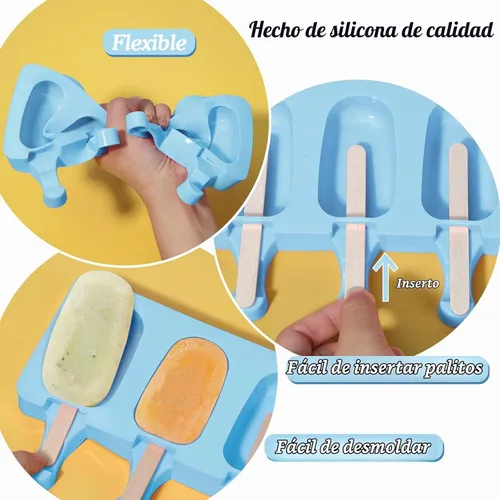 Vista 4 de Ozera Paquete de 2 moldes de silicona para paletas, moldes para tartas Azul
