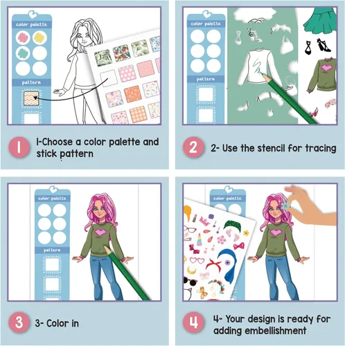 Vista 3 de Mr. Pen - Kit de cuaderno de bocetos de moda, cuaderno de bocetos de diseño de moda, kit de dibujo para niños