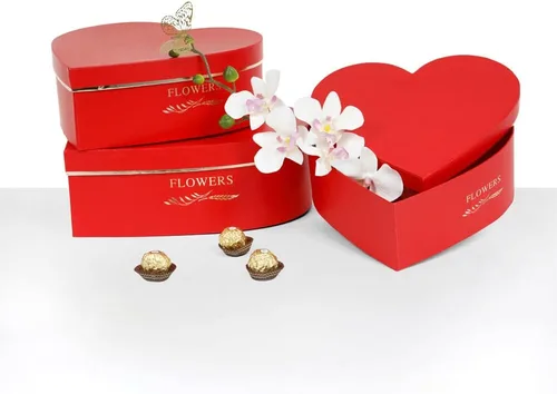 Vista 6 de UNIKPACKAGING Juego de 3, flores en forma de corazón/cajas de regalo (rosa)