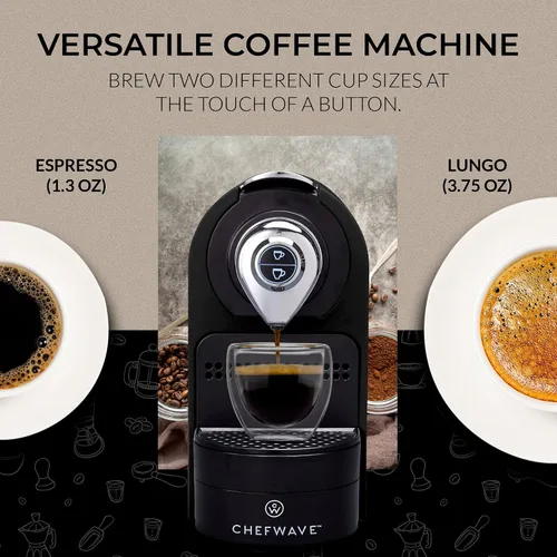 Vista 10 de ChefWave Máquina de café expreso y cafetera (negro) – Compatible con cápsulas Nespresso, programable, de un solo toque, bomba italiana de alta
