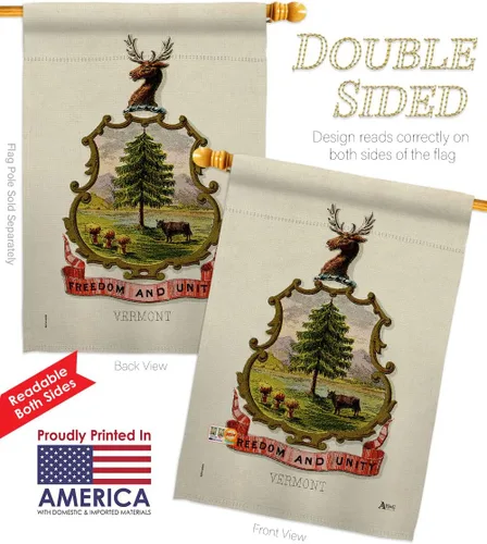 Vista 3 de Coat of arms Vermont House Flags 2 pcs Pack Americana States USA American Territories Republic Country Particular Area Small Decorative Gift Yard