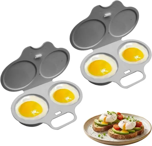 Vista 9 de Cocedor rápido de huevos para microondas, sin aceite, 2 unidades Blanco