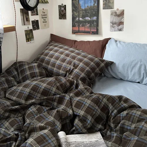 Vista 285 de mixinni Juego de funda de edredón vintage a rayas, tamaño twin, juego de ropa de cama de 3 piezas, 100% algodón lavado, suave y transpirable, funda