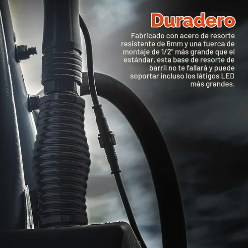 Vista 5 de True MODS LED Whip Flag Base de montaje en resorte 1/2-20 rosca para UTV Negro